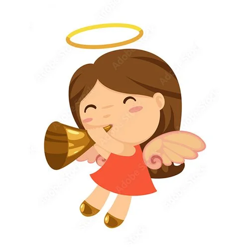 Цветной вариант раскраски ангелок смешной