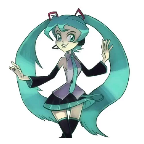 Цветной вариант раскраски аниме мику