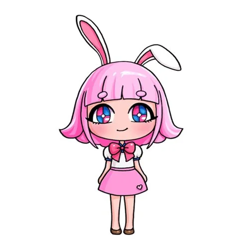 Цветной пример раскраски аниме с ушками зайки гача лайф