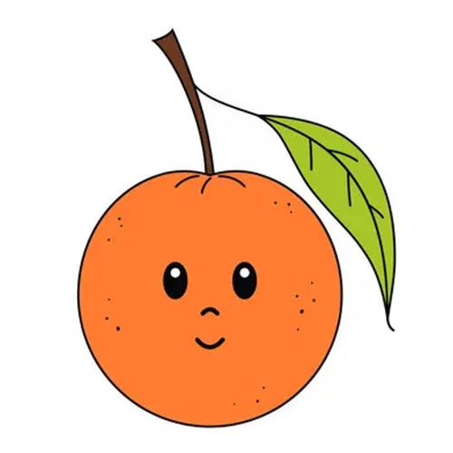 Цветной вариант раскраски апельсин с глазками улыбается