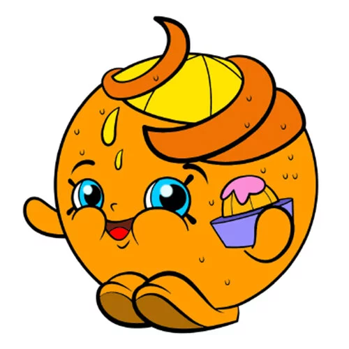 Цветной вариант раскраски апельсинка шопкинс