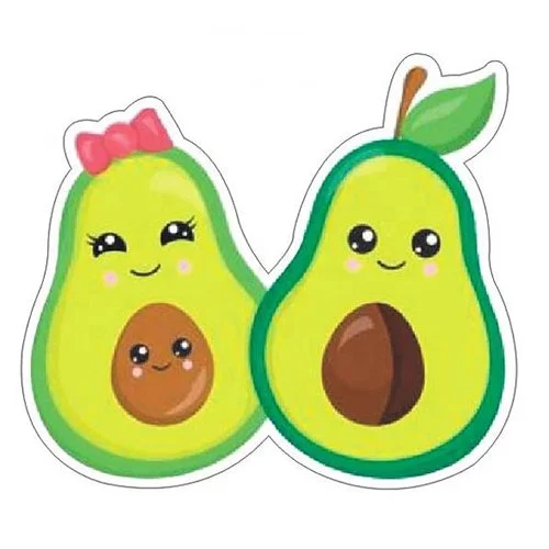 Цветной вариант раскраски авокадо с глазками