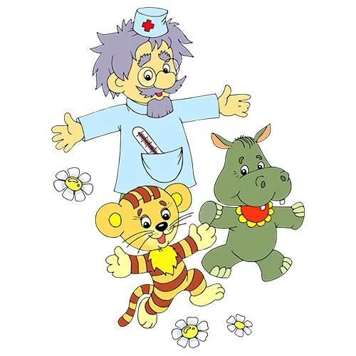 Цветной вариант раскраски айболит вылечил