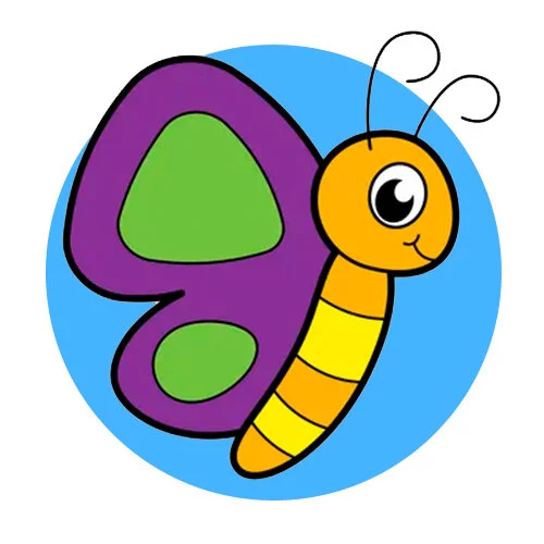 Цветной вариант раскраски бабочка малыши