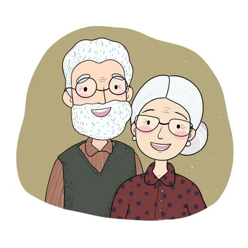 Цветной вариант раскраски бабушка и дедушка моя семья