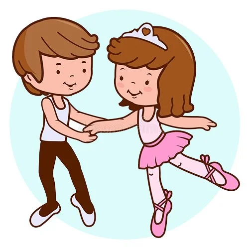 Цветной пример раскраски балерун и балерина