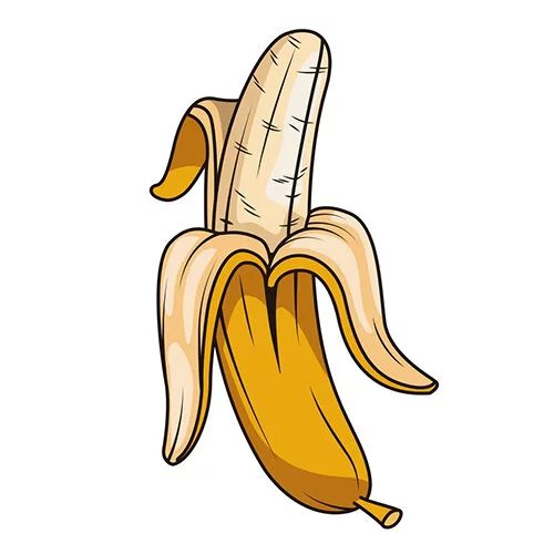Цветной вариант раскраски банан один
