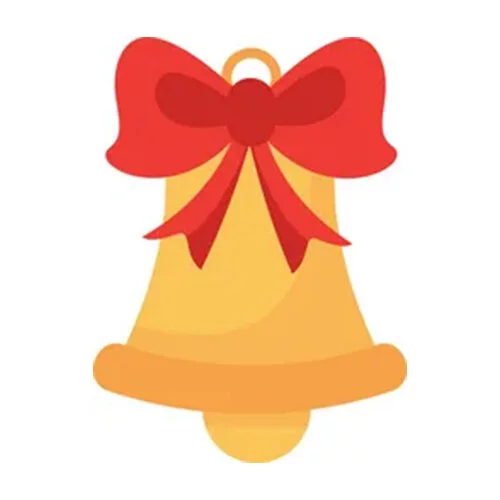 Цветной вариант раскраски бантик и колоколольчик