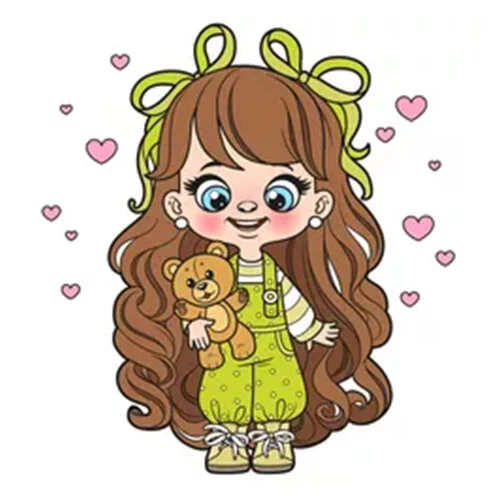 Цветной вариант раскраски бантики на девочек