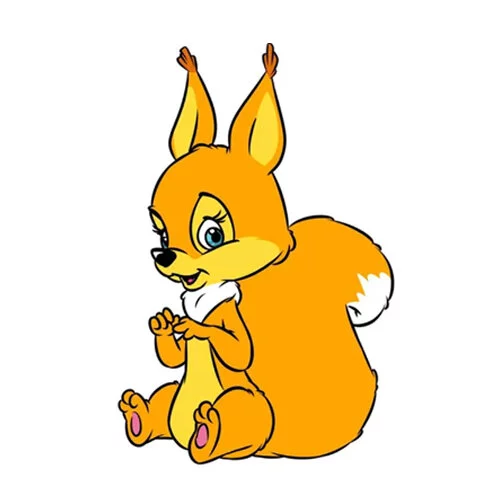 Цветной вариант раскраски белка сидит