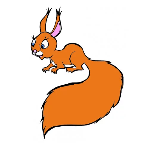 Цветной пример раскраски белочка что-то увидела