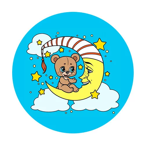 Цветной пример раскраски белочка на луне