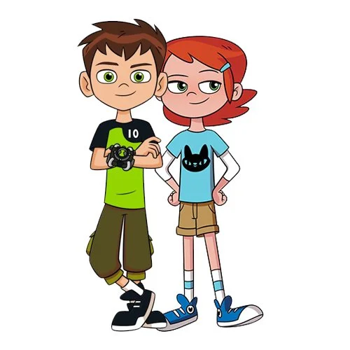 Цветной вариант раскраски бен и гвен теннисоны