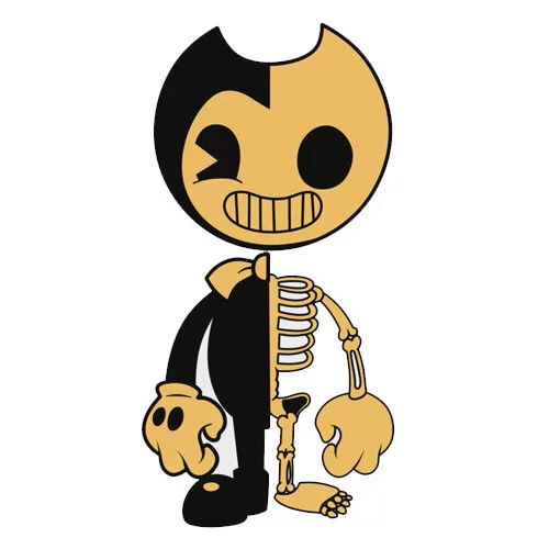 Цветной пример раскраски бенди-скелет