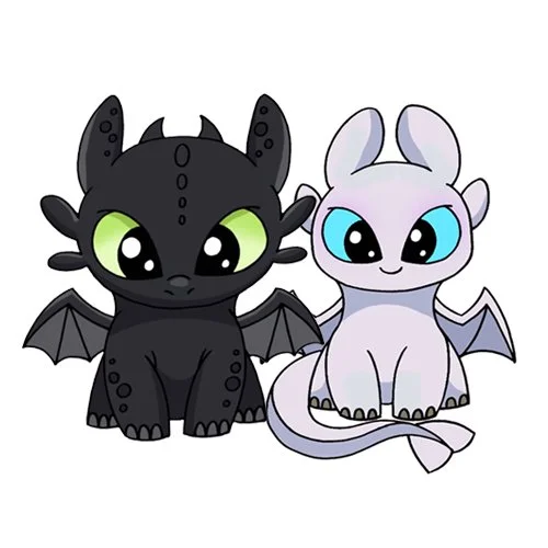 Цветной вариант раскраски беззубик и дневная фурия хорошая пара