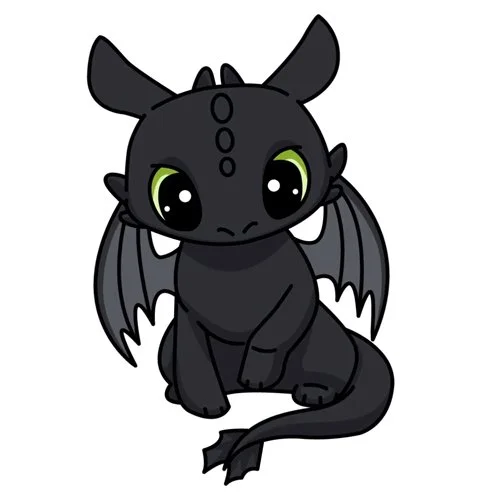 Цветной вариант раскраски беззубик малютка