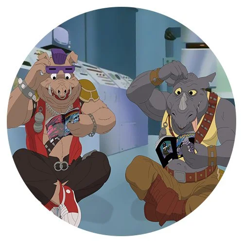 Цветной вариант раскраски бибоп и рокстеди черепашки-ниндзя