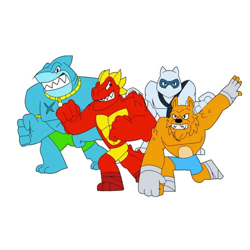 Цветной вариант раскраски блейзагот, пантаро, траш и тайго гуджитсу