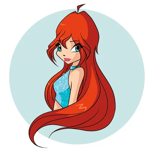 Цветной вариант раскраски блум портрет