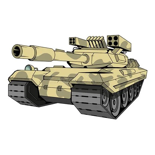 Цветной вариант раскраски большой современный танк