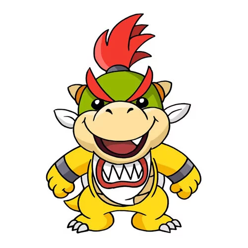 Цветной вариант раскраски bowser junior марио