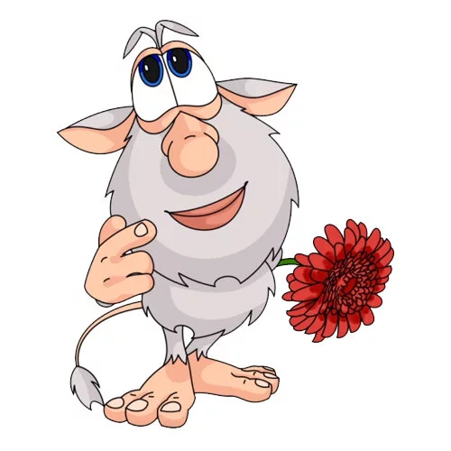 Цветной пример раскраски буба с цветочком