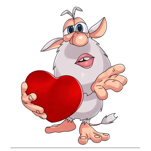 Цветной вариант раскраски буба сердечко