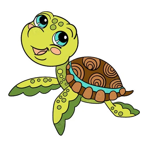 Цветной вариант раскраски буква ч черепаха