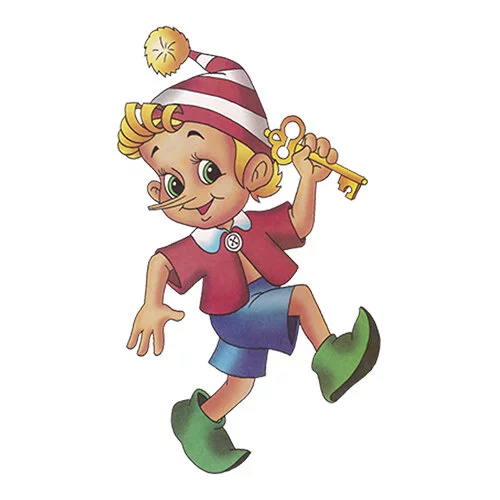 Цветной пример раскраски буратино золотой ключик