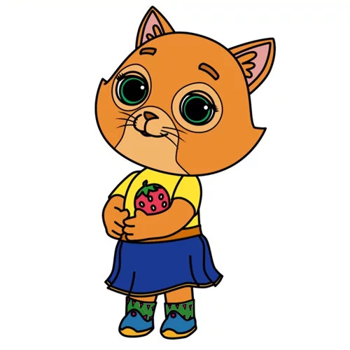 Цветной вариант раскраски буся рыжая кошечка