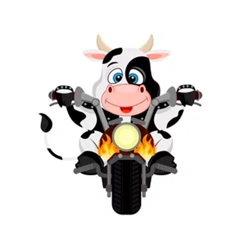 Цветной вариант раскраски бык на мотоцикле