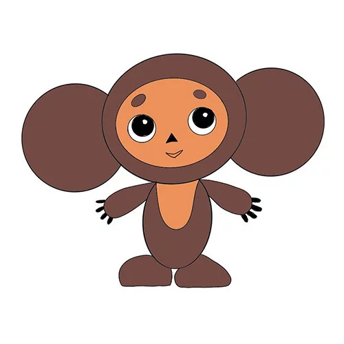 Цветной вариант раскраски чебурашка и апельсины