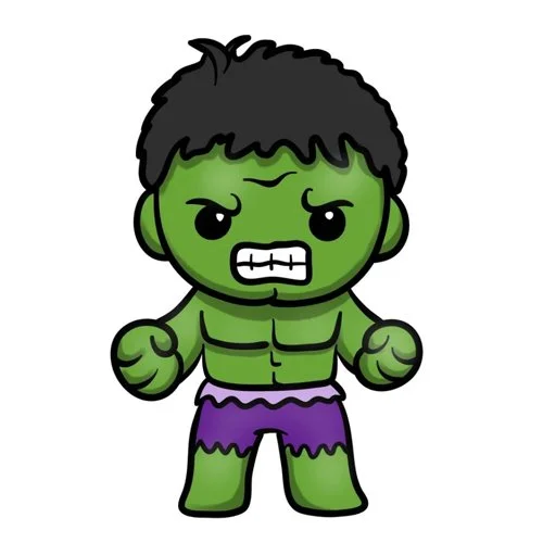 Цветной вариант раскраски человечек халк