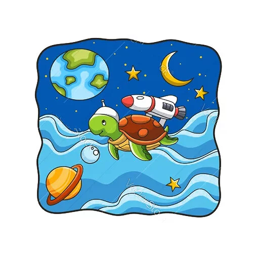 Цветной пример раскраски черепаха-ракета