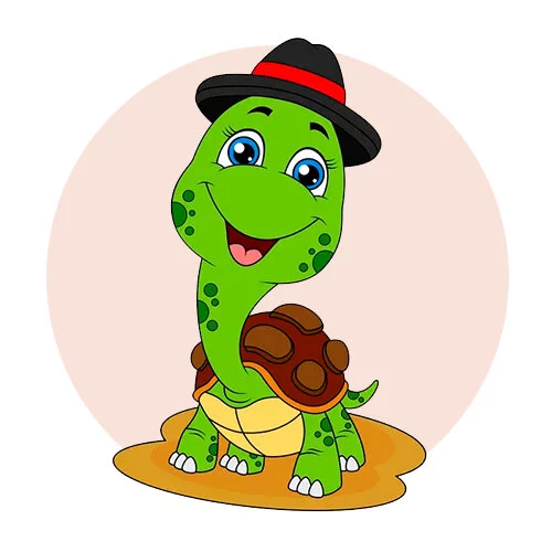 Цветной вариант раскраски черепаха турист