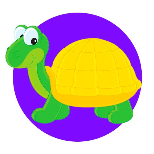 Цветной вариант раскраски черепашка удивилась