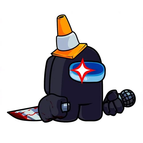 Цветной вариант раскраски черный самозванец амонг ас