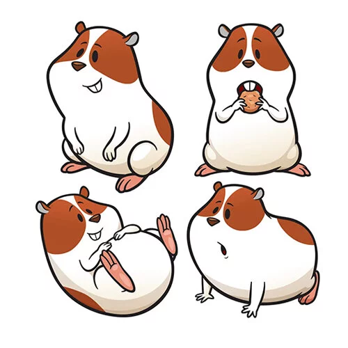 Цветной вариант раскраски четыре хомяка