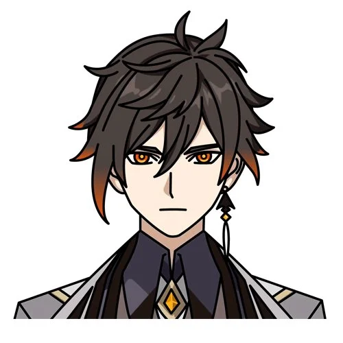 Цветной вариант раскраски чжун ли геншин импакт