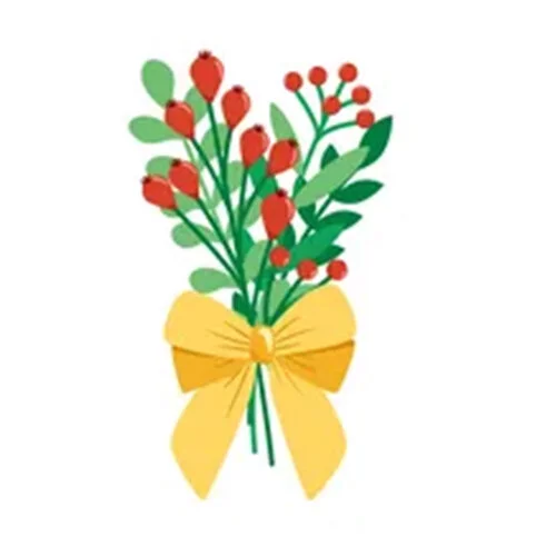 Цветной вариант раскраски цветы с бантом