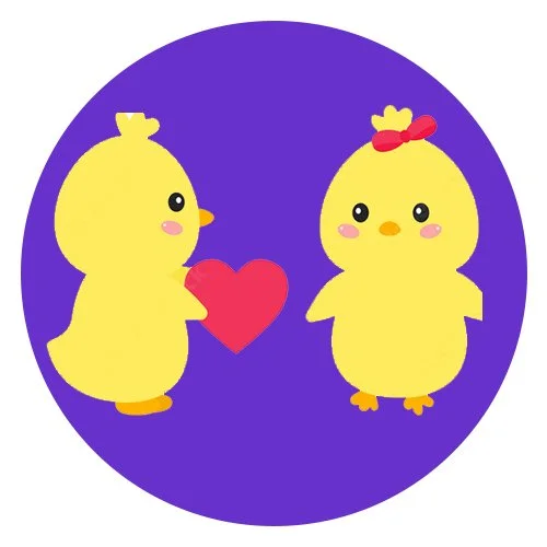 Цветной пример раскраски цыпленок мальчик дарит сердечко