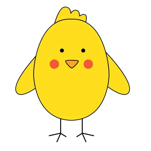 Цветной вариант раскраски цыпленок обведи по линиям