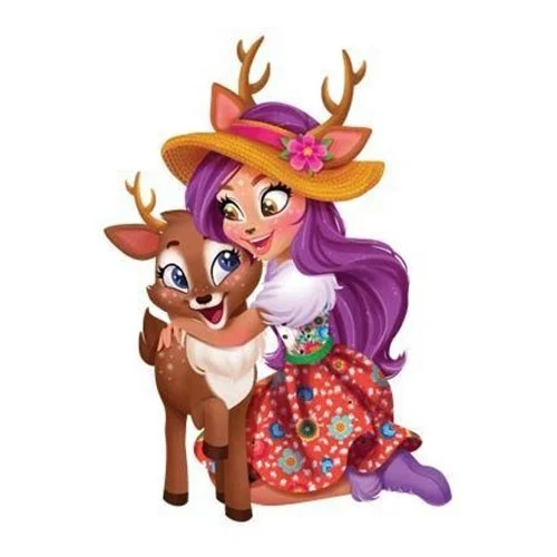 Цветной пример раскраски данесса и олененок спринт энчантималс