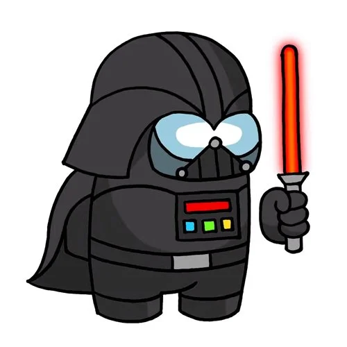 Цветной вариант раскраски дарт вейдер амонг ас