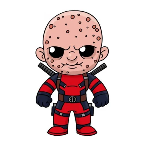 Цветной вариант раскраски дэдпул без маски