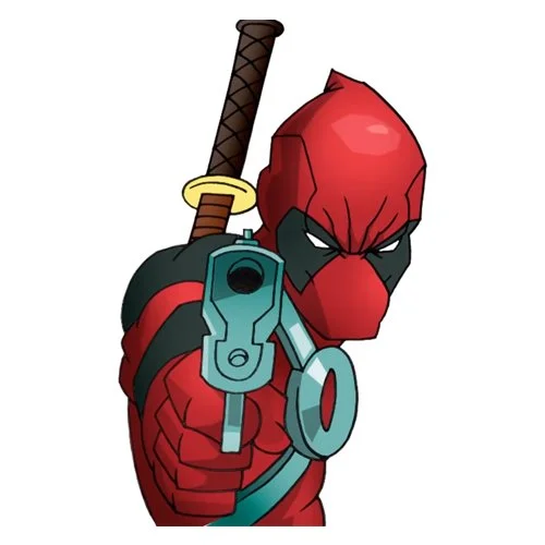 Цветной вариант раскраски дэдпул целится