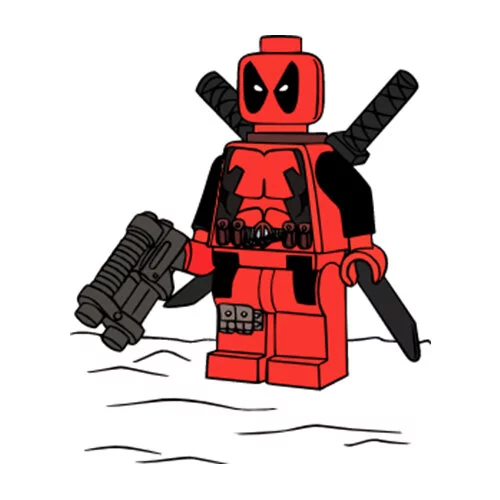 Цветной вариант раскраски дэдпул крутой