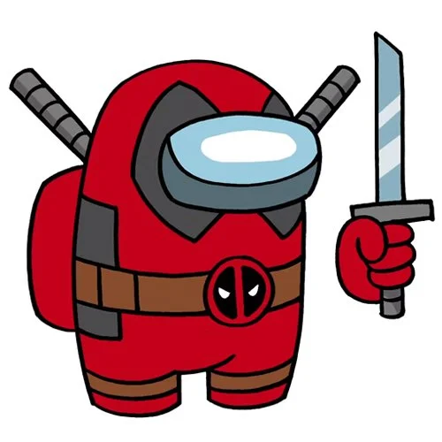 Цветной вариант раскраски дэдпул персонаж амонг ас