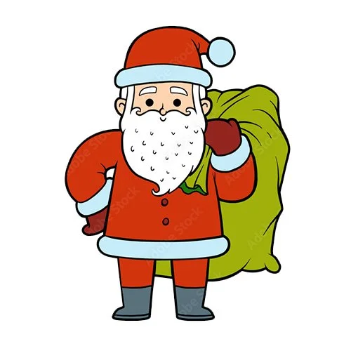 Цветной пример раскраски дедушка мороз (санта клаус)