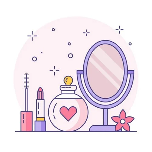 Цветной пример раскраски декоративная косметика зеркало